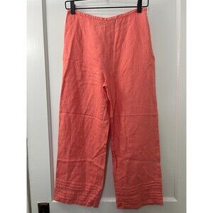 Parisian Signature Women's Coral 100% Linen Lagenlook Pants Side Zip Size 6